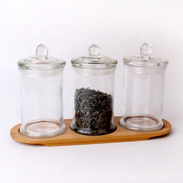 300ml glass jars tea storage cylinder jar with sealed glass lid